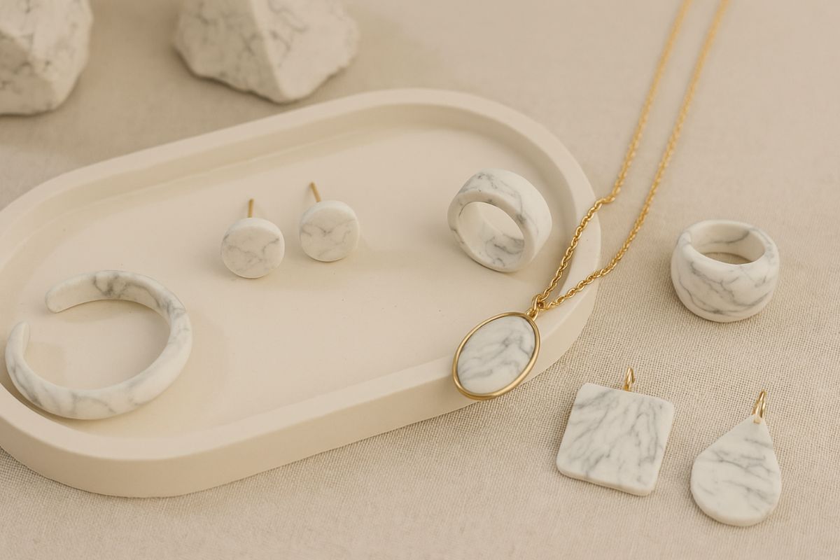 Gioielli in gesso effetto marmorizzato