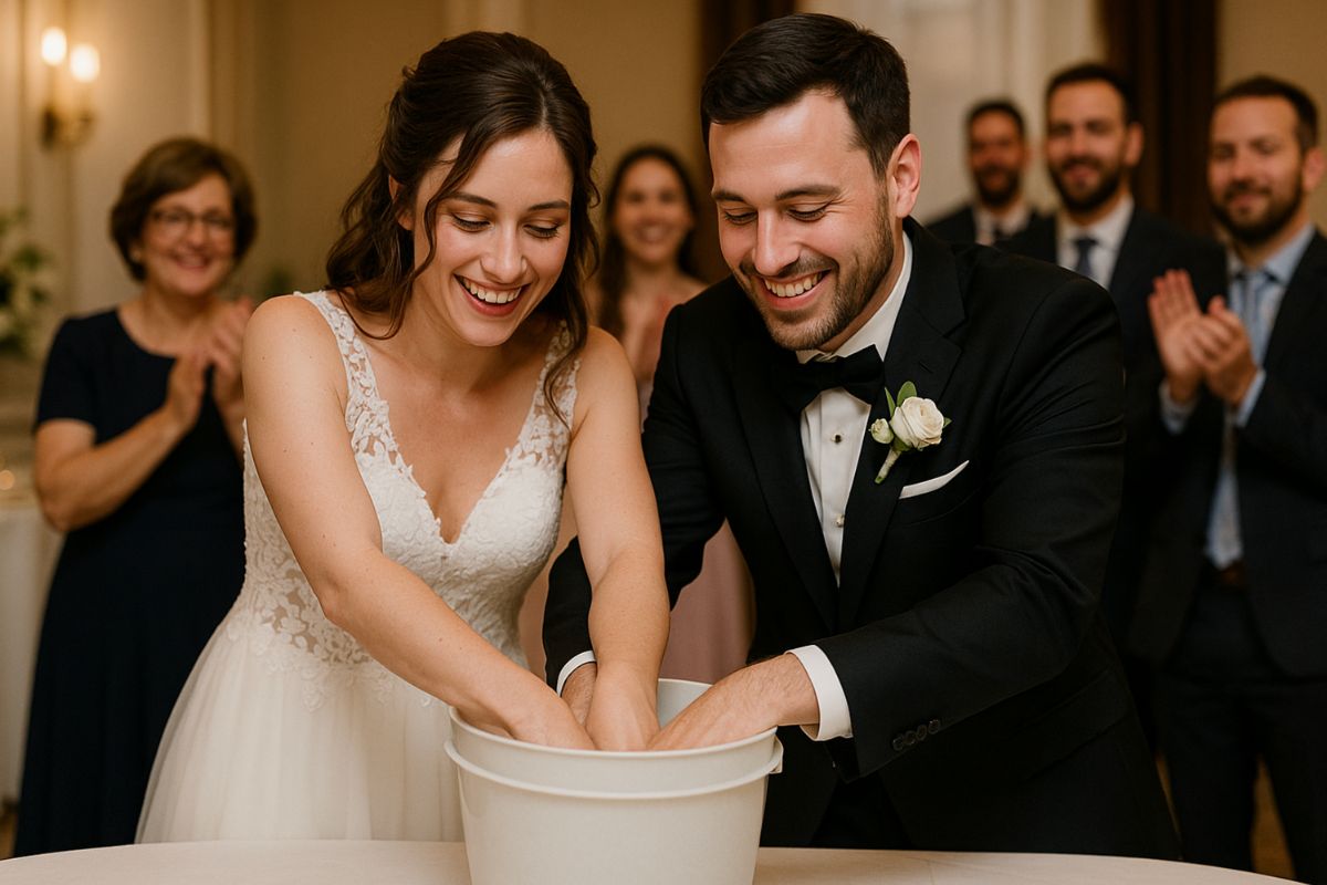 Live show di calco mani al matrimonio