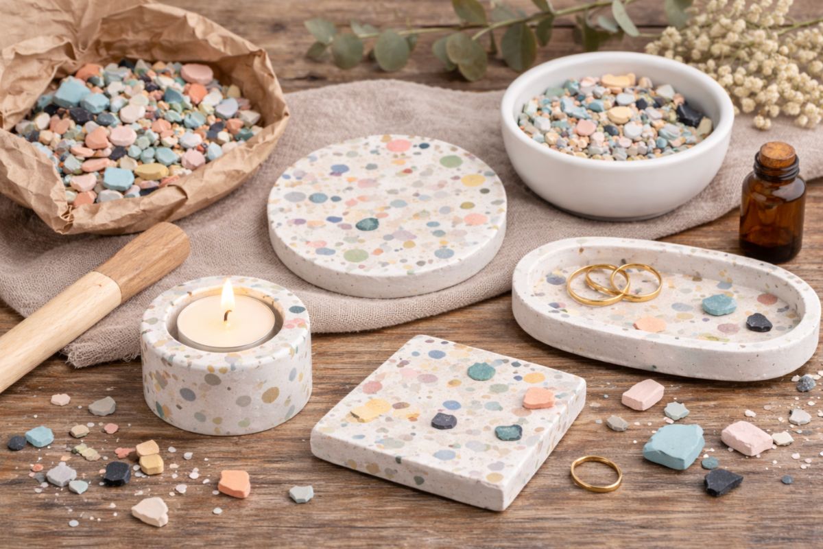 Come recuperare gli scarti di gesso: effetto terrazzo - Aqua Resin