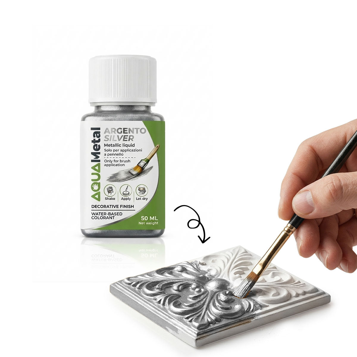 Aqua Metal – Colore metallizzato liquido per decorare Aqua Resin a pennello