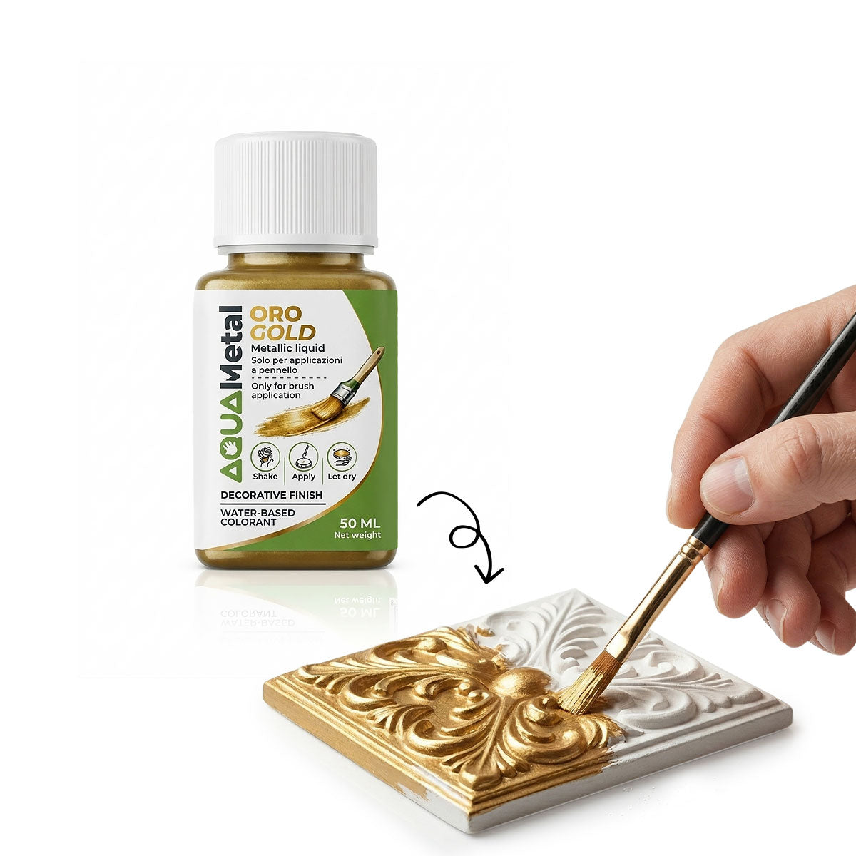 Aqua Metal – Colore metallizzato liquido per decorare Aqua Resin a pennello