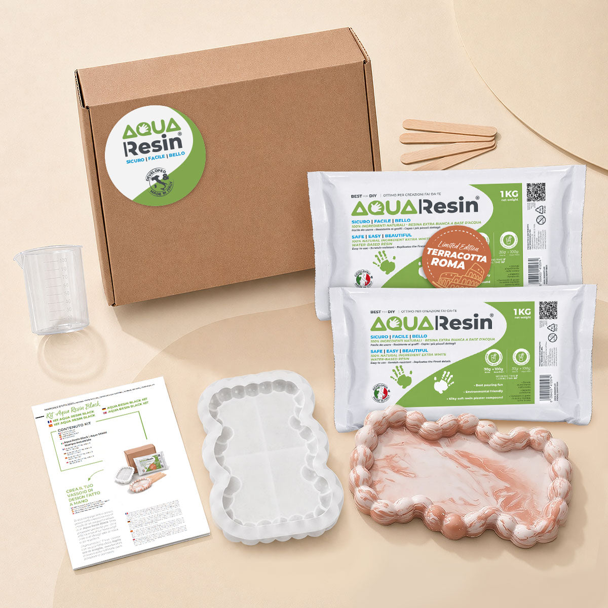 Svuotatasche Marmorizzato con Bordo Decorativo – Aqua Kit