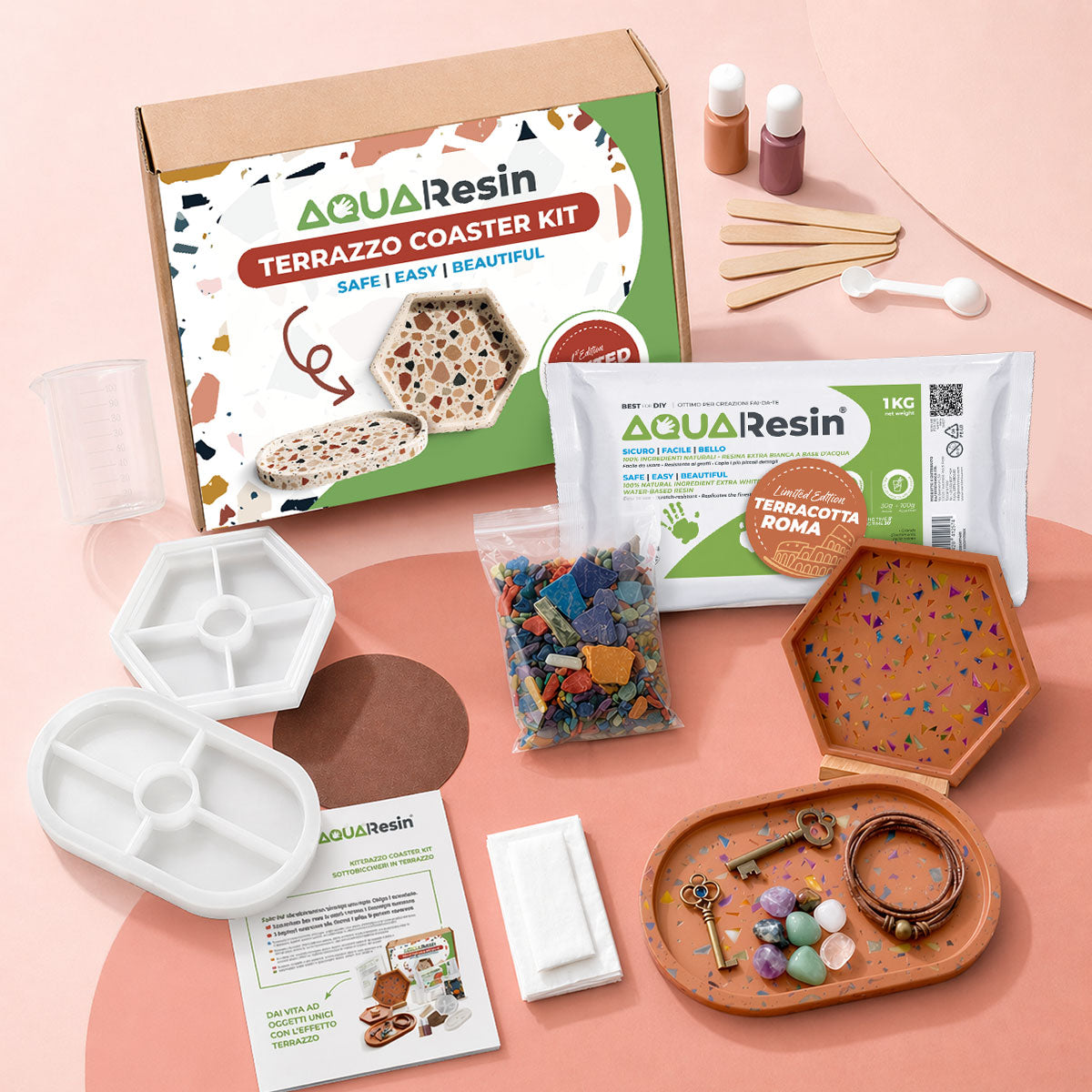 Terrazzo Aqua Kit [Terracotta Roma]: Design Caldo e Mediterraneo con Chips Colorate