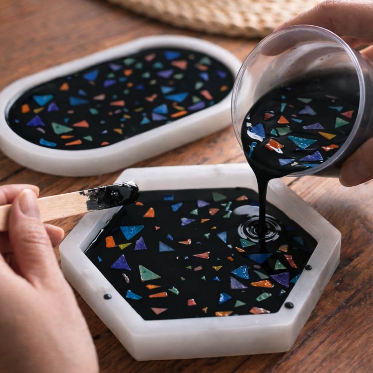 Terrazzo Aqua Kit [Nero Lava]: Eleganza e Design Unico con Chips Colorate