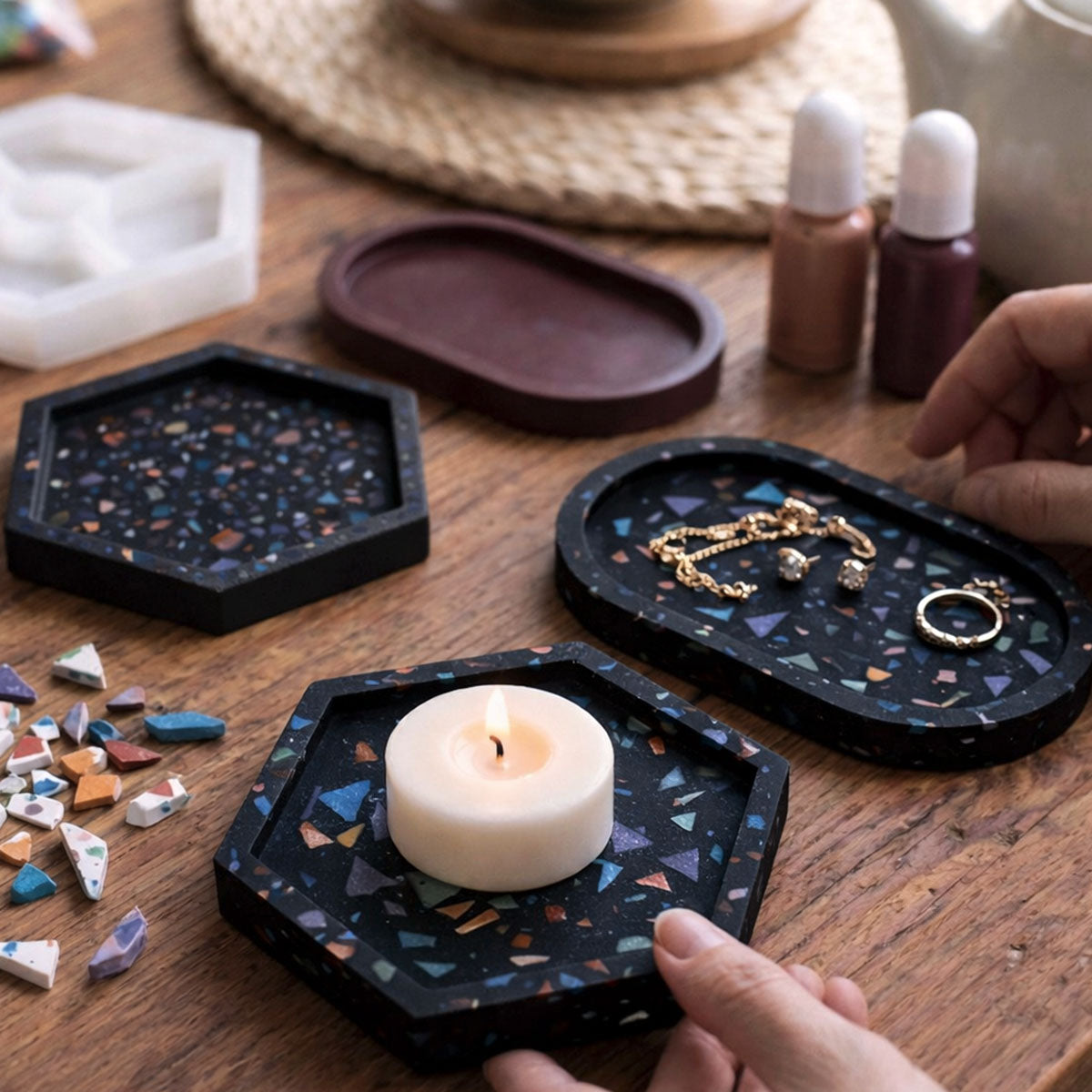 Terrazzo Aqua Kit [Nero Lava]: Eleganza e Design Unico con Chips Colorate