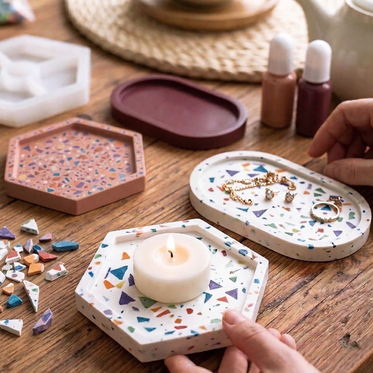 Terrazzo Aqua Kit [Bianco Carrara]: Design Pop e Luminoso con Chips Colorate