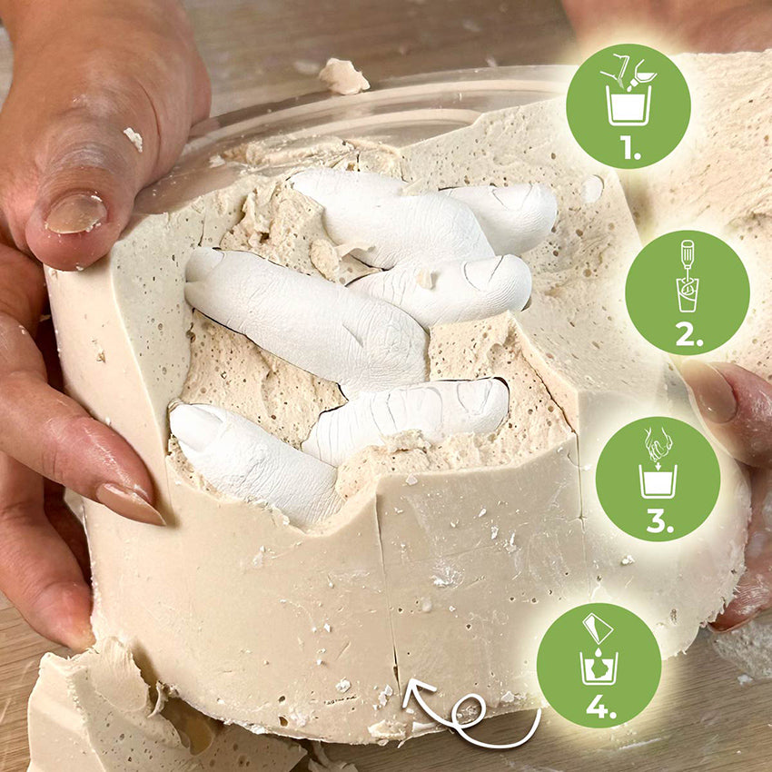 LOVE CAST KIT – Calchi 3D di mani con Alginato e Aqua Resin ecologica, sicura, effetto porcellana