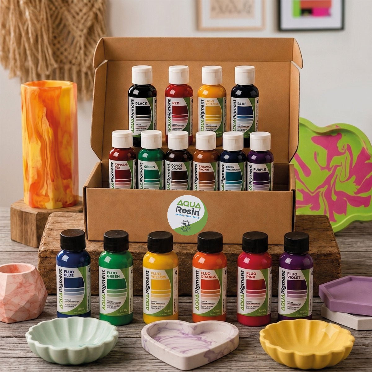 Aqua Pigment – Set Completo 16 Colori per Aqua Resin e Gesso - Aqua Resin