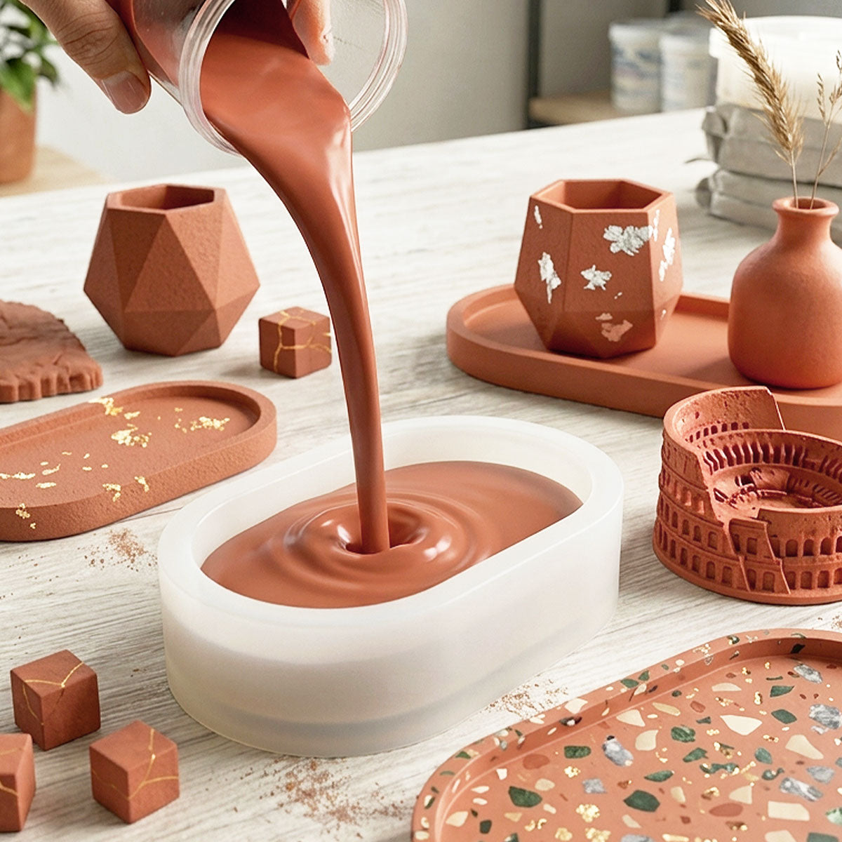 AQUA RESIN TERRACOTTA ROMA – Gesso premium color terracotta, naturale e sicuro, da colata