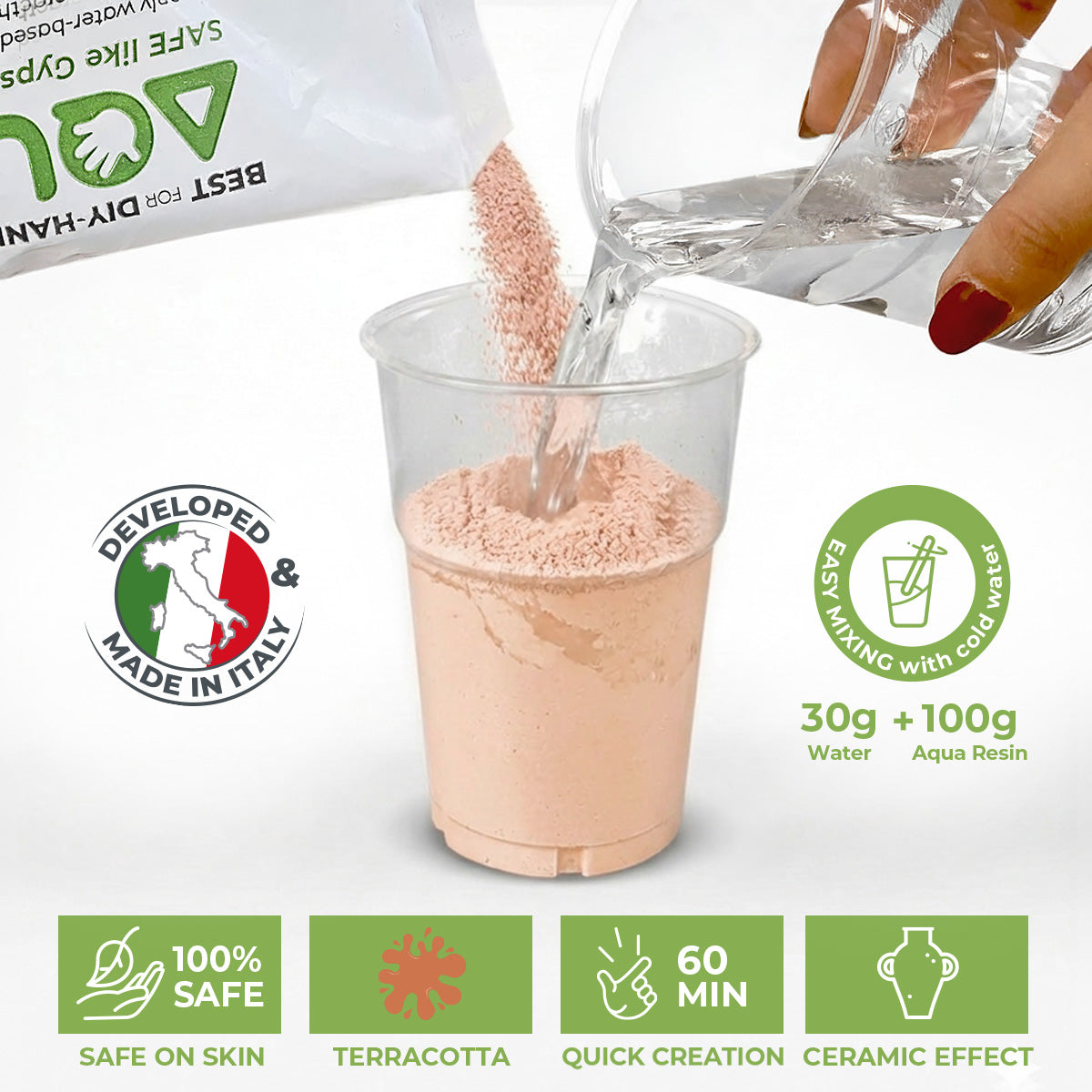 AQUA RESIN TERRACOTTA ROMA – Gesso premium color terracotta, naturale e sicuro, da colata