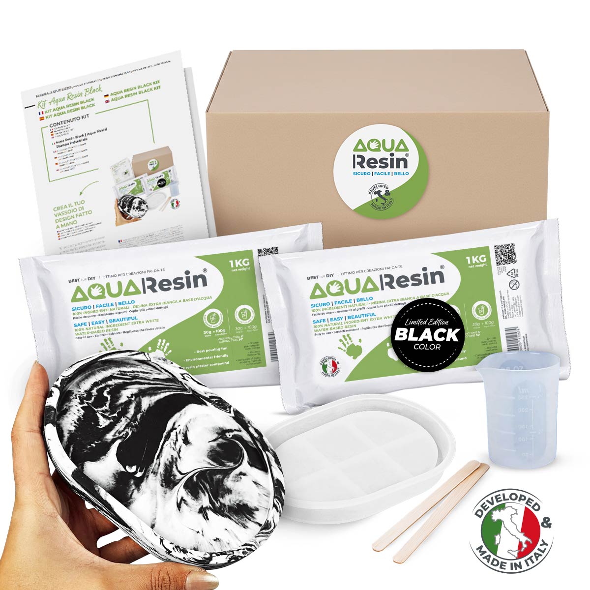 Aqua Resin Effetto Marmo Kit – Black & White Edition
