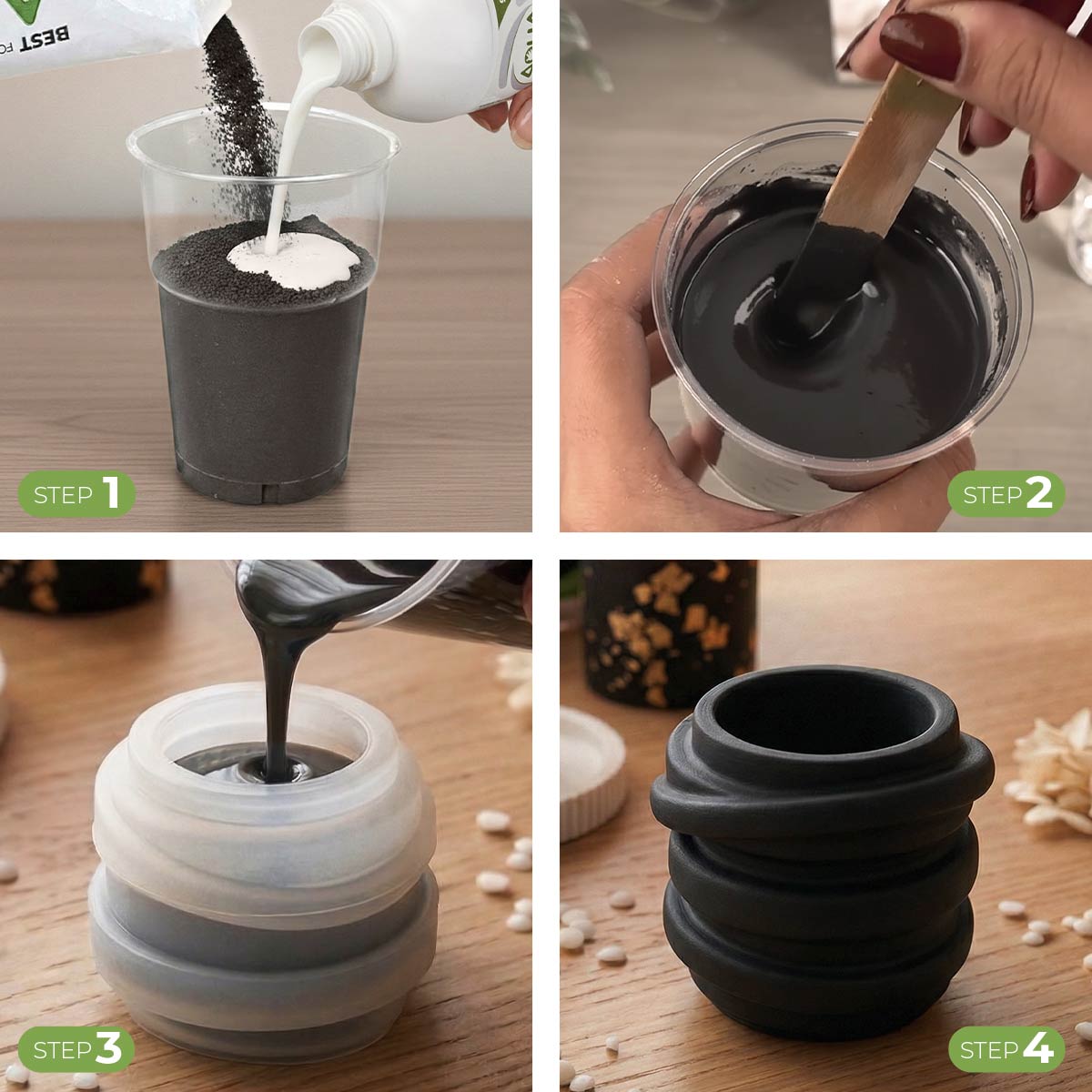 Aqua Resin Black Kit - Portacandele Swirl e candele