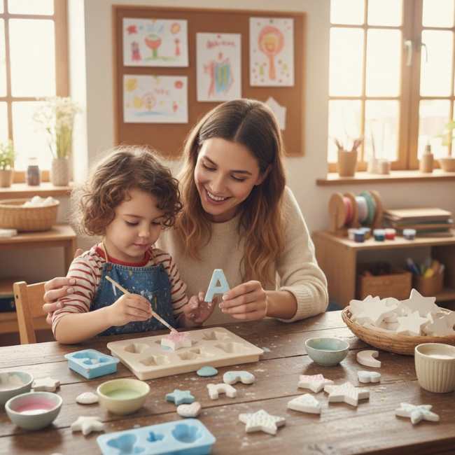 Bambini lavoretti laboratori scolastici creativi aqua resin