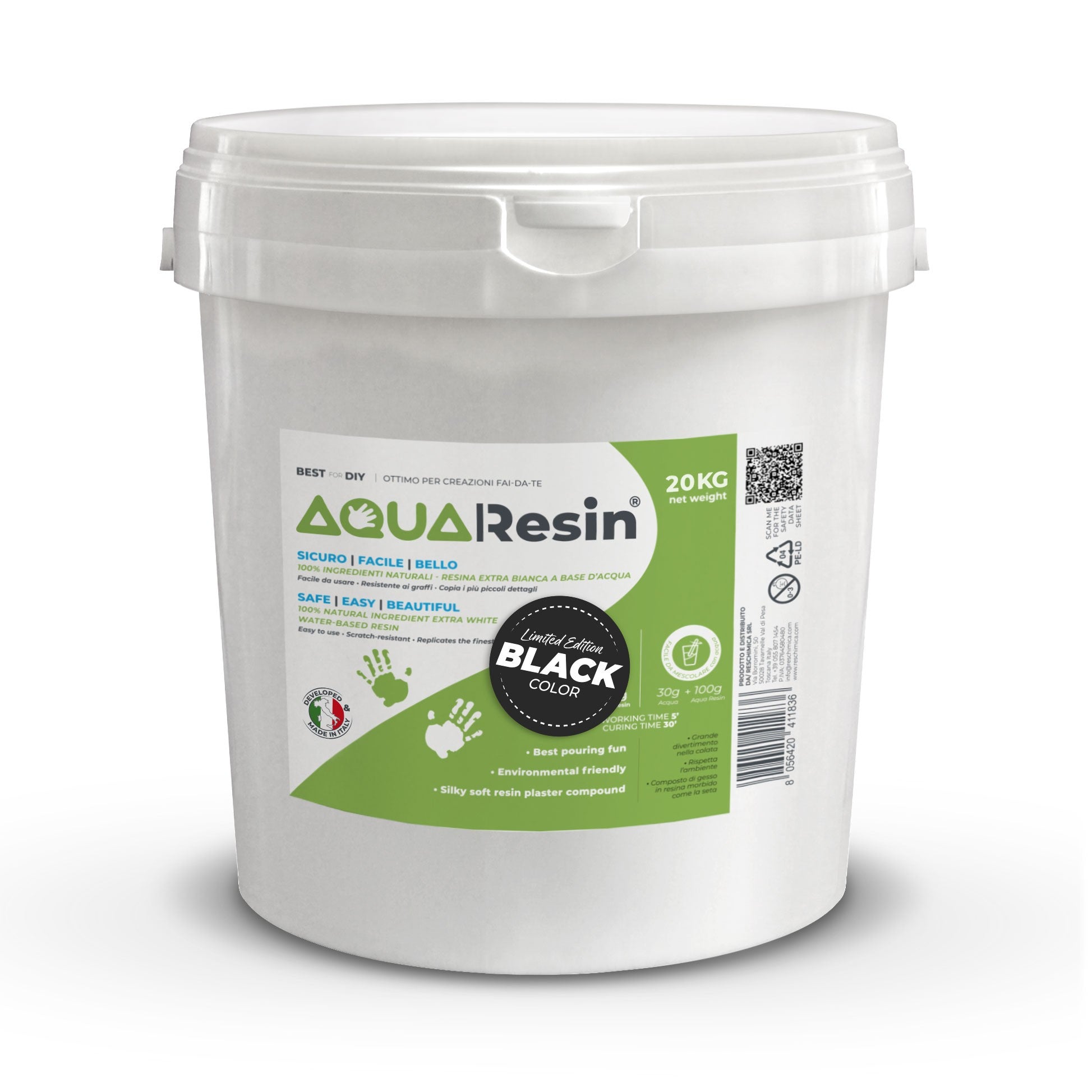 AQUA RESIN BLACK – Gesso alfa pigmentato in nero assoluto - naturale, atossico e sicuro