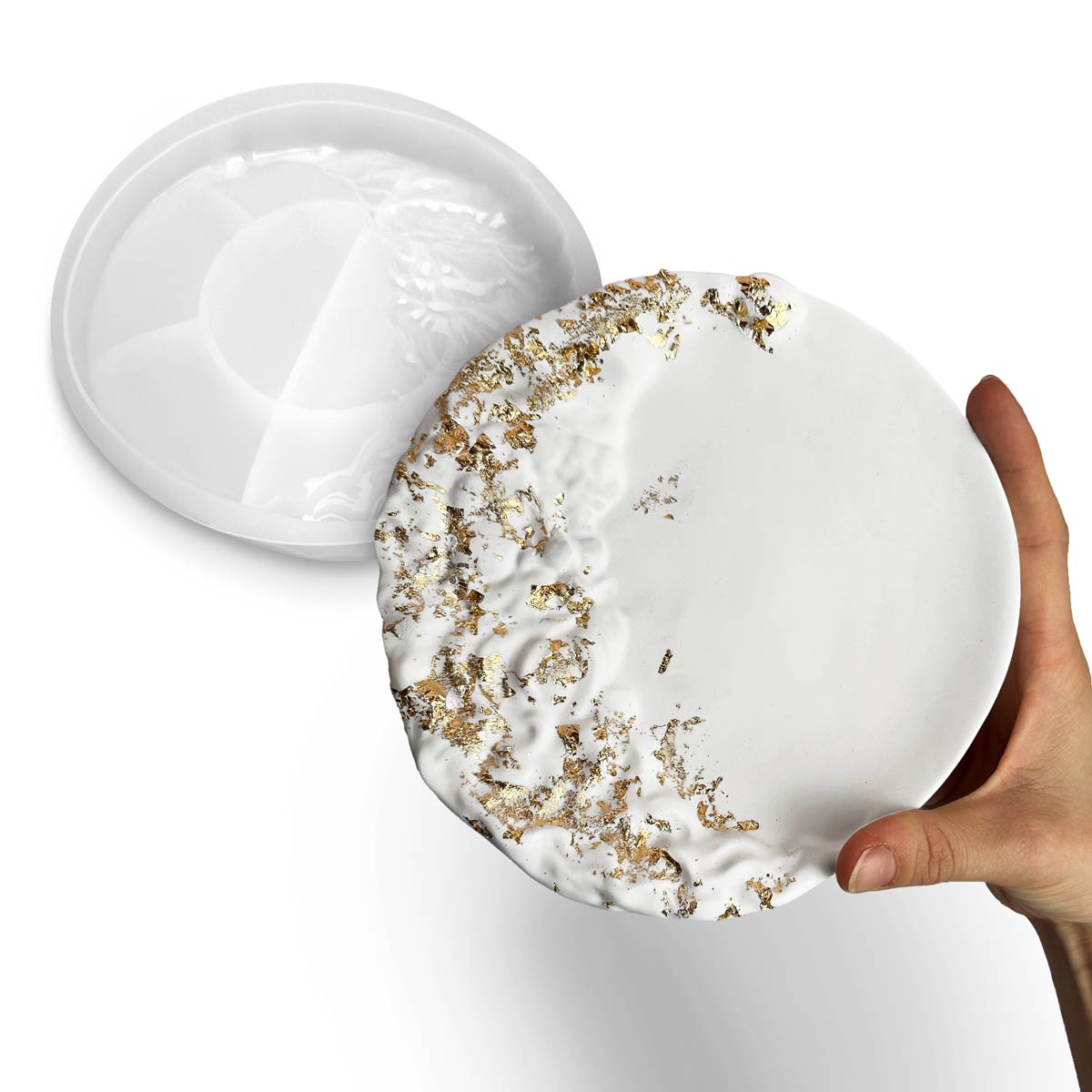 Stampo in silicone Vassoio Luna per vassoi e centrotavola natalizi con mezzaluna in rilievo in Aqua Resin