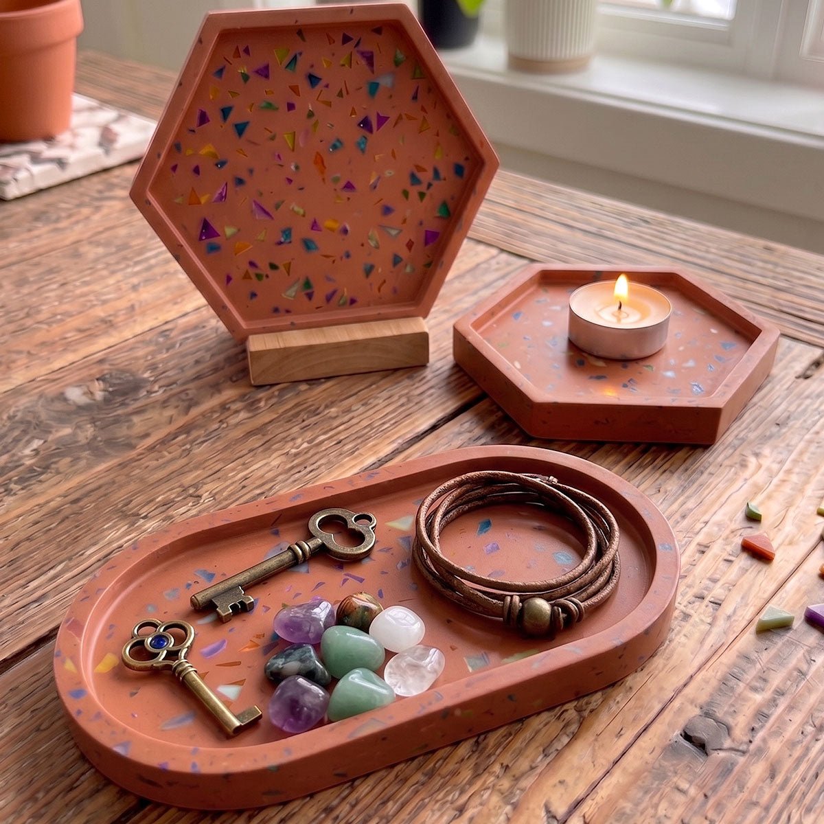 Terrazzo Aqua Kit [Terracotta Roma]: Design Caldo e Mediterraneo con Chips Colorate - Aqua Resin